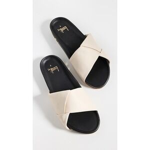 Beek Tori Cream Leather Slide Sandals , US Size 10